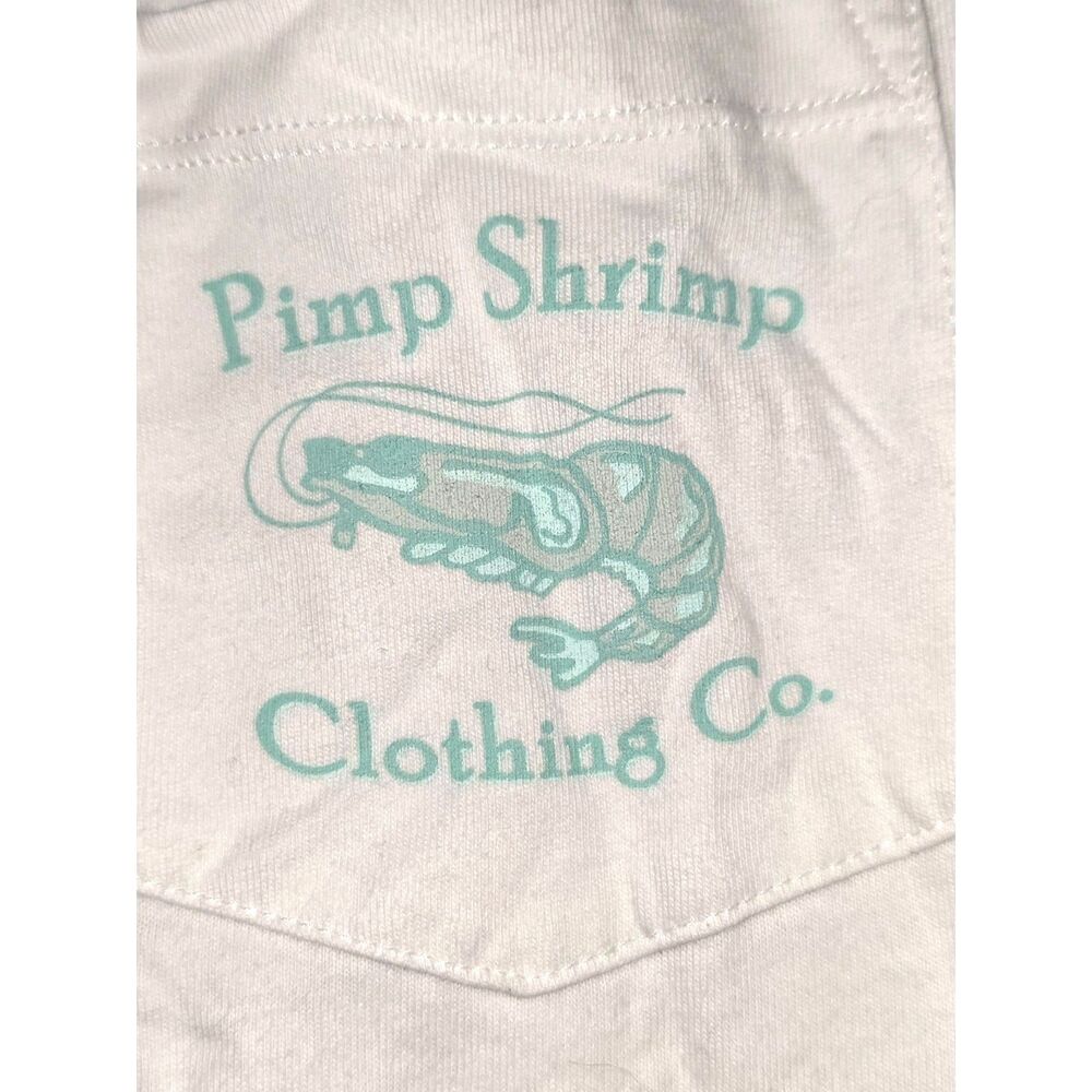Pimp Shrimp T-Shirt - White with Aqua - Men's Medium